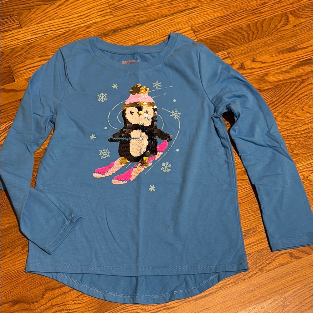 Cat & Jack Blue Long Sleeve Tee with Penguin Design